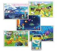 Smarty Kiddo 50 Pack Disposable Stick-On Placemats for Baby, 5 Designs Individually Folded - Farm, Sea World, Zoo, Antarctica & Space - Sticky Table Topper for Baby & Kids, Toddlers