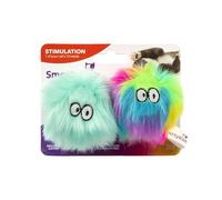 SmartyKat (2 Count) Fuzzy Friends Plush Catnip Ball Cat Toys - Rainbow/Turquoise, 2 Count