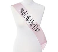 Smartypants 21 & Hot Buy me a shot Birthday Girl Night out 21st Celebrations Sash Banner Ribbon BABY PINK