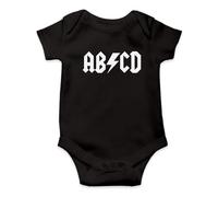 SMARTYPANTS ABCD Black White Babygrow - Rock Roll Metal ACDC Lightning Bolt Funny New Parents Baby Grow Romper Sleepsuit Bodysuit Infant Vest Baby Shower Gifts Presents (Black, 3-6 Months)