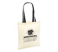SMARTYPANTS Abibliophobia Tote Bag Cotton Shopper - Novelty Fun Read Books Novel School Year Class Pupil Best Teacher Inspire Black Handle Gift Present (Black Handle Prime)