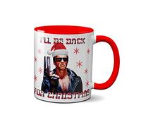 SMARTYPANTS Arnie I'll Be Back for Christmas Mug - TV Movie Fan Memorabilia Funny Ceramic Cup Tea Coffee Hot Cold Drinks Gift Present (Red Handle)