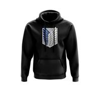 SMARTYPANTS Attack on Titan Hoodie - Birthday Gift Dark Fantasy Anime Manga Eren Jaeger 80% Ringspun Cotton 20 Polyester Kangaroo Pouch Pocket (Large, Black Prime)