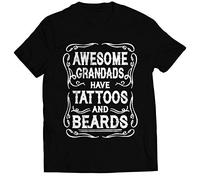 SMARTYPANTS Awesome Grandads Have Tattoos and Beards T-Shirt - Funny Novelty Retro Gifts Gift Present Idea Grandad Grandpa Grandkids Birthday Christmas Men Top Tshirt T Shirt (2XL, Black Prime)