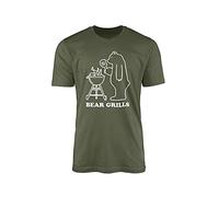 SmartyPants Bear Grills T-Shirt - Perfect Ideal Birthday Gift 100% Combed Cotton BBQ Funny Novelty (Military Green, Medium)