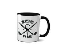 SMARTYPANTS Best Dad by Par Mug - Novelty Golf Wordplay Father's Day Present Gift Idea Tea Coffee Novelty Heavy Duty Handle Dino Coated Dishwasher/Microwave Safe Sublimation Ceramic (Black Handle)