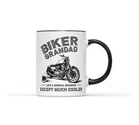 SMARTYPANTS Biker Grandad Mug - Like A Normal Dad Except Much Cooler - Father's Day Gift Cup Coffee Tea Present Birthday Christmas (Black Handle Prime)