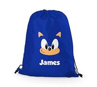 SMARTYPANTS Blue hedgehog DRAWSTRING Bag- Plain/personalised Fun Movies Films Game Character Quality Product Stitching Padded Shoulder Straps Tension Resistant 100% Polyester (Personalised)