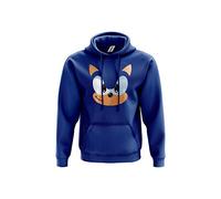 SmartyPants Blue Hedgehog Hoodie - Video Game Movie Film TV Show 80% Ringspun Cotton Comfy 80% Ringspun Cotton 20% Polyester Kangaroo Pouch Pocket Twin-Needle Stitching Detailing (Medium, Blue)