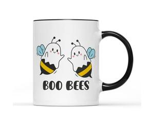 SmartyPants Boo Bees Mug - Funny Novelty Cute Bee Ghost Slogan Themed Gifts Present Men Women Accessories Bumblebee Lovers Ceramic Tea Coffee Cup Kitchen Tableware Halloween (Black Handle Prime)