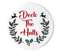 SMARTYPANTS Christmas Deck The Halls Bauble - Beautiful Festive Aesthetic Xmas Holiday Winter Joyful Ceramic Ornament, Perfect Present Gift for Christmas Tree, Personalized Holiday Decoration