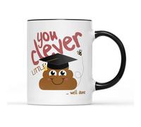 SMARTYPANTS Clever Little S*it Black Handle Coffee Tea Mug - Funny Well Done Poo Joke Humour Smell Cap Gown Drinks Graduation Home Drink Cup Kitchen Decor Gifts Presents (Black Handle)