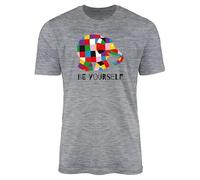 SMARTYPANTS Colourful Elephant T-Shirt Top Tee - World Book Day Kids Novel Book Colourful Patches Be Yourself Cute Comfortable Apparel Reading is Power Gift Present (7-8 Years, Heather Grey)