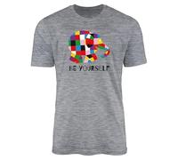 SMARTYPANTS Colourful Elephant T-Shirt Top Tee - World Book Day Kids Novel Book Colourful Patches Be Yourself Cute Comfortable Apparel Reading is Power Gift Present (9-11 Years, Heather Grey)