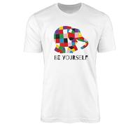 SMARTYPANTS Colourful Elephant T-Shirt Top Tee - World Book Day Kids Novel Book Colourful Patches Be Yourself Cute Comfortable Apparel Reading is Power Gift Present (5-6 Years, White)