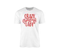 SMARTYPANTS Crazy Christmas Lady Text T-Shirt - Novelty Funny Fun Joke Silly Xmas Crimbo Winter Holly Quote Saying Secret Santa Stocking Filler Gift Present Top Tee
