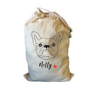 Smartypants Custom Pet Christmas Santa Sack, Personalised Dog Gift Bag with Drawstring, Canvas Reusable Holiday Stocking for Treats and Toys