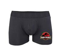 SmartyPants Daddysaurus Mens Black Boxers - Father's Day Dad Daddy Father Husband Dinosaur Jurassic T-Rex Film Cinema Movie Gift Present (2XL, Black Prime)