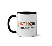 SMARTYPANTS Fathor Coloured Mug - Thor Father's Day Thunder Lightning God Hammer Odin Mythology Tee Coffee Cup (Black Handle)