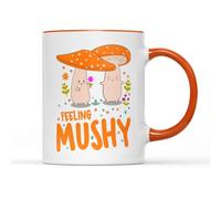 SMARTYPANTS Feeling Mushy Mug Tea Coffee Cup - Mushroom Toadstool Fairycore Mystical Goblincore Magical Woodland Mother Earth Cute Orange Kitchen Decor Gift Present (Orange Handle)