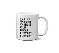 SMARTYPANTS Foxtrot Uniform Charlie Kilo Mug - Funny Swearing Novelty Gift Idea Tea Coffee Novelty Heavy Duty Handle Dino Coated Dishwasher/Microwave Safe Sublimation Ceramic (White Prime)