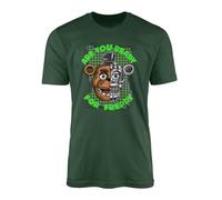 SMARTYPANTS Freddy Bear T-Shirt Top Tee - Animatronic Movie Game Night Security Guard Monitor Cameras Bear Present Gift (Medium, Green)