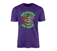 SMARTYPANTS Freddy Bear T-Shirt Top Tee - Animatronic Movie Game Night Security Guard Monitor Cameras Bear Present Gift (7-8 Years, Purple)