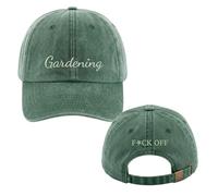 SMARTYPANTS Gardening F*ck Off Embroidered Cap - Funny Rude Gardening Hat - Bottle Green Brushed Cotton Adjustable Dad Hat - Novelty Garden Gift