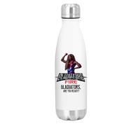 SMARTYPANTS Gladiators Fire Athlete Water Bottle Graphic Reusable Flask, Vacuum Sealed Leakproof Sports Canteen for Gym, School, Fitness, Retro Competition Style Design, White