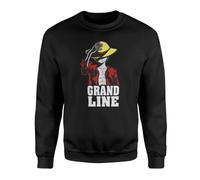 SmartyPants Grand Line Jumper Sweatshirt - One Piece Cartoon Anime Inspired Fan Artwork Monkey Luffy Devil Fruit Rubber King of the Pirates Adult Teen Kid Clothing Gift (Medium, Black Prime)