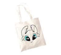 SmartyPants Green Eyed/Blue Eyed Dragon Tote Bag - Animated Action Fantasy Film Movie Viking Mythical Creature Island Shopper Gift Present Kids Birthday Christmas (White Prime)