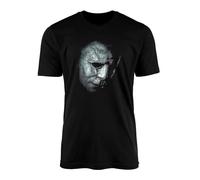 SmartyPants Halloween Mystery Slasher T-Shirt Top Tee - Black Horror Thriller Murderer Michael Myers Mask Scary Goth Cult Classic Film Movie Cinema Vintage Design Gift (3XL, Black Prime)