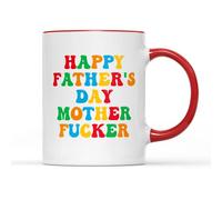 SmartyPants Happy Father's Day Mother F*cker Red Mug Tea Coffee Cup - Father Dad Daddy Rude Swear Word Explicit Funny Humour Fun Joke Gift Present (Red Handle Prime)
