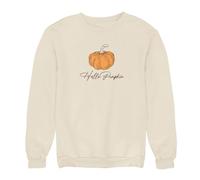 SmartyPants Hello Pumpkin Jumper Sweatshirt - Cute Halloween Autumn Pumpkin Picking Patch Trick or Treat - Matching Adults and Kids Sizes - Gifts Presents (5-6 Years, Nude)