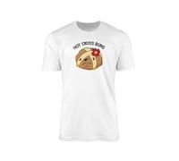 SMARTYPANTS Hot Cross Buns T-Shirt Top Black White Cartoon Angry Huff Pastry Spiced Sweet Fruit Bake Cake Lent Funny Fun Joke Phrase Saying Play Words Gift Present (XL, White)