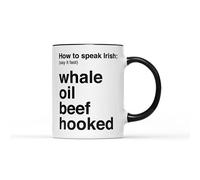 SMARTYPANTS How to Speak Irish Mug - Funny Fun Novelty Joke Rude Offensive Swearing Banter Say It Fast Whale Oil Beef Hooked Cup Tea Coffee Gift Present (Black Handle)