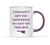 SMARTYPANTS I Couldn't Get You Zach Bryan Coffee Mug Funny Country Music Gift Fan Merch Ceramic Tea Cup White Purple Accent Handle Rim Birthday Present for Women Men Country Music Lovers 11oz