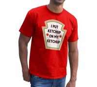 SmartyPants I Put Ketchup On My Ketchup T-Shirt Top Black British Tomato Sauce Condiment Red Dip Catsup Funny Joke Hilarious Fun Phrase Saying Play Words Gift Present (Medium, Red Prime)
