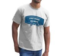 SmartyPants I Put Mayo On My Mayo T-Shirt Top British Mayonnaise Thick Creamy Sauce Dressing Condiment Egg Yolk Funny Joke Fun Phrase Saying Play Words Gift Present (Large, White Prime)