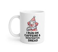 SMARTYPANTS I Run on Caffeine and Existential Dread Mug - Midnight Circus Clown Dark Humour Coffee | Funny Gift | Halloween, Birthday | 11oz