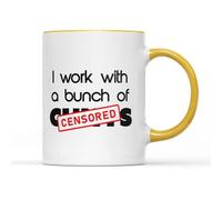 SMARTYPANTS I Work with A Bunch of C*NTS Mug - Funny Customer Service Office Gift Heavy Duty Handle Dishwasher and Microwave Safe Novelty Birthday Coffee Tea Cup (Yellow)