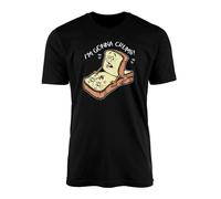 SmartyPants I'm Gonna Crumb Black T-Shirt Top Tee Funny Adult Content Rude Crude Explicit Bread Roll Toast Loaf Male Female XXX Bed Cartoon Animation Gift Present (Medium, Black)