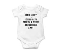 SMARTYPANTS I'm So Lucky Babygrow - Tissue Flushed Away Funny Fun Rude Crude Joke Dressed Baby Shower Clothes Short Sleeved Baby Grow Bodysuit Onesie Vest Gift Present (3-6 Months Prime)