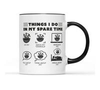 SmartyPants - in My Spare Time DIY Mug Tea Coffee Cup Funny Adult Watch Research Talk Think Dream Comic Strip Handy Handiness Tools Drill Hammer Spanner Gift Present (Black Handle Prime)