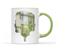 SMARTYPANTS Joel and Ellie Silhouette Mug Tea Coffee Cup - Look for The Light Fireflies Game Inspired Gamer Fungi Post-Apocalyptic TV Action Survival Horror Gift Present (Light Green Handle Prime)