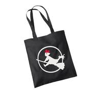 SmartyPants Kikis Delivery Service Tote Bag - Anime Manga Japanese Japan 80's Film Movie Witch Black Cat Broom Bakery Fantasy Studio Gift Present 100% Cotton Shopper (Black Prime)