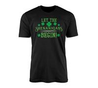 SMARTYPANTS Let The Shananigans Begin Black T-Shirt Top Tee St Patrick's Day Irish Shamrocks Drinking Stout Whiskey Beer Ireland Lucky Clover Celebration Gift Present (3XL, Black Prime)