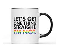 SmartyPants Lets Get One Thing Straight Mug Coffee Tea Cup - Funny LGBT Flag Rainbow Lesbian Gay Transgender Bisexual Women Men Non-Binary Kitchen Home Accessories (Black Handle Prime)