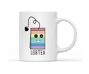 SMARTYPANTS LGBTEA White Handle Coffee Tea Mug - Pride Parade LGBTQ Community Rainbow Animated Heart Funny Joke Humour Gay Home Drink Cup Kitchen Decor Gifts Presents (White Handle)