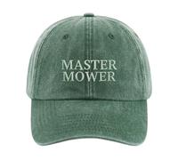 SMARTYPANTS Master Mower Embroidered Cap - Funny Gardening Hat for Men - Bottle Green Brushed Cotton Adjustable Hat - Father's Day Lawn Gift